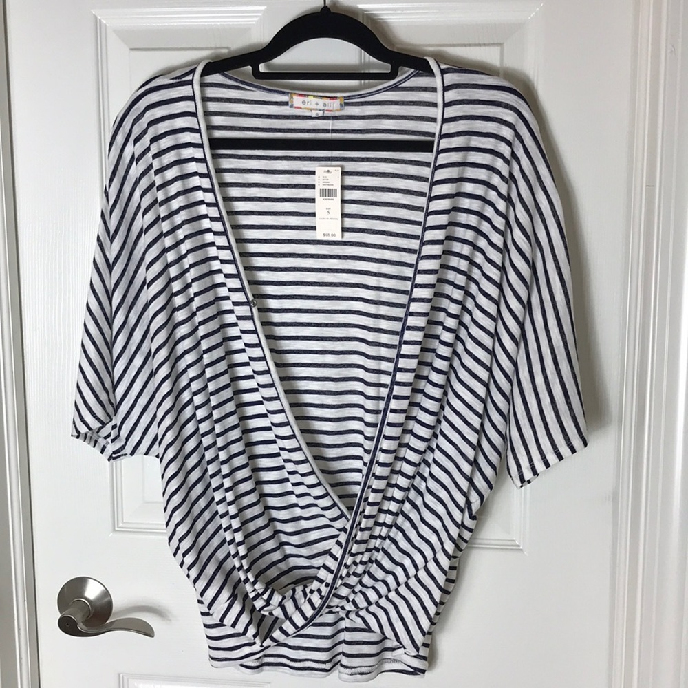Eri & Ali Striped crossover top Sz S NWT anthro